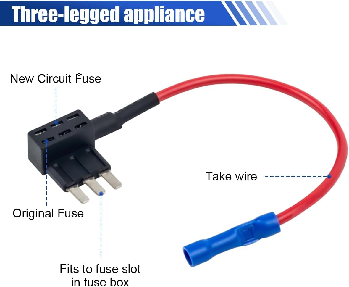 12V Car Add-a-Circuit Fuse Tap Adapter, Mini Blade Fuses Holder Automotive Fuse Adapter, 3 ATM Fuses Tap Replacement for Car Truck Boat (2PCS)