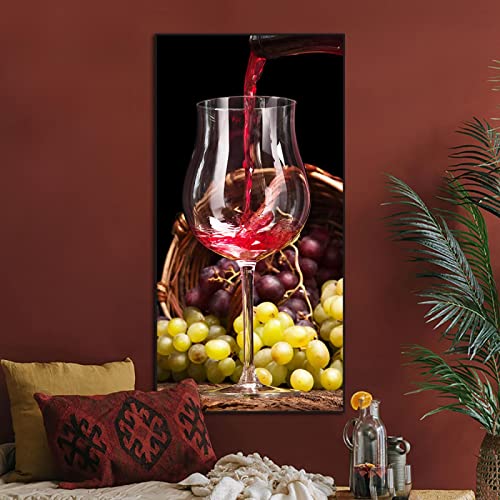 Toile vin rouge abstrait 40x80cm sans cadre impression durable pour cuisine et bar