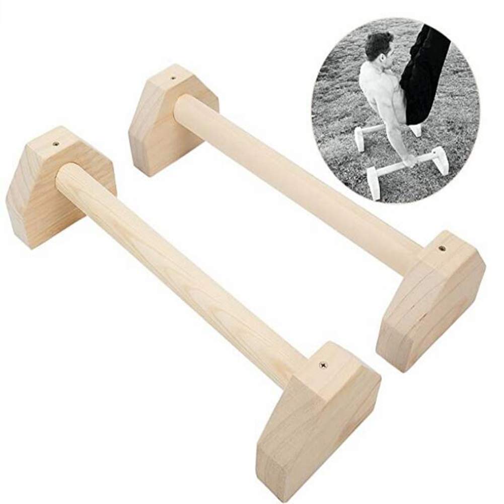 Soozier Poignées Push-up, Barres De Parallettes En Bois Avec Base Antidérapante, équipement De Gymnastique Pour La Maison, La Gym, Le Fitness, L'exercice, Bois Naturel