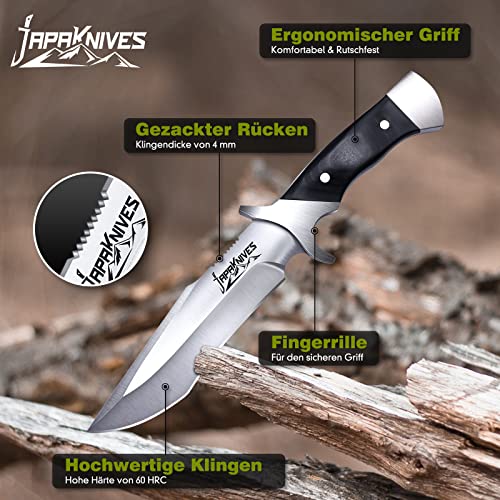 Japaknives Outdoor Survival Messer Jagdmesser Scharf Bushcraft Messer Gürtelmesser Bowie Messer Fahrtenmesser Full Tang… - Image 5