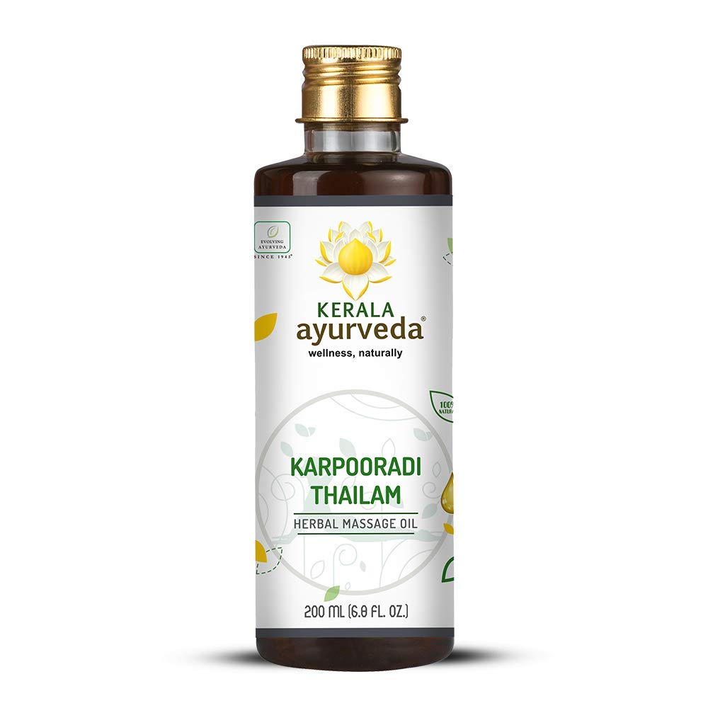 Kerala Ayurveda Karpooradi Thailam - 6.8 Fl Oz | Herbal Restorative Oil | Muscle and Joint Support | Natural Decongestant Oil | Helps Improve Circulation | Supports Muscle Relaxation