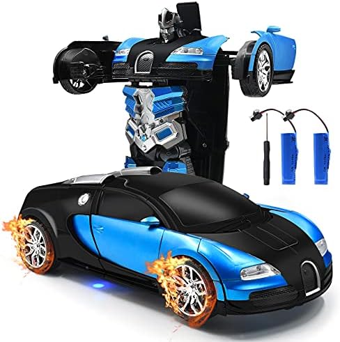 Trimnpy RC Cars Robot for Kids Remote Control Car Transformrobot Gesture Sensing Toys with One-Button Deformation and 360°Rotating Drifting 1:14 Scale , Best Gift for Boys and Girls (Blue)