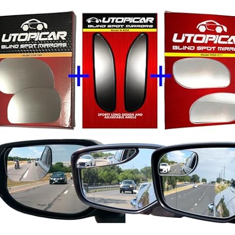 Blind Spot Convex Car Mirrors (Bundle of 3) 1 Set XL Large, 1 Set Regular Size and 1 set Long Size: Rear View | Rearview Mirror Accessories for Car. Women and Men Use It For Improved Traffic Safety… Cover
