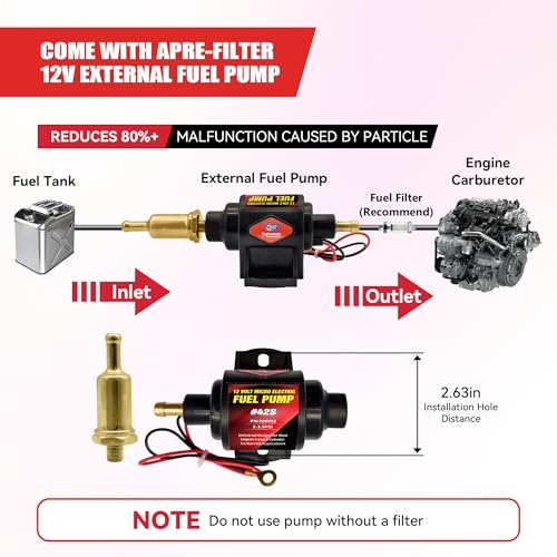 image for ENGINEMAN Gasoline Electric Fuel Pump Universal 5/16 Inch Inlet and Ou