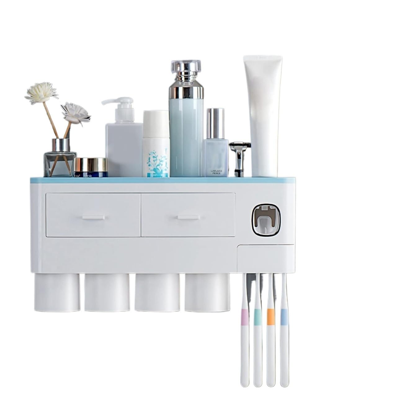Soportes para cepillos de Dientes Dispensador de Pasta Dientes Montaje en Pared adsorción con Soporte for Cepillo invertido Organizador de Accesorios