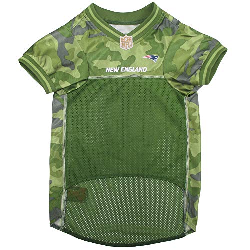 NFL New England Patriots Camouflage Dog Jersey, Large. - CAMO PET Jersey Available in 5 Sizes & 32 NFL Teams. Hunting Dog Shirt