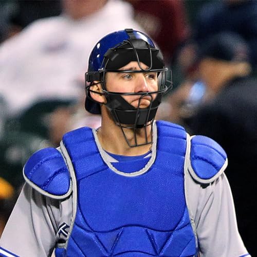 LeapBeast Softball-Gesichtsschutz, Baseball-Kopfschutzmaske, Verstellbare Softball Catchers Gear, Strapazierfähiger und Sicherer Fielder-Kopfschutz - Weitem Sichtfeld（Schwarz）