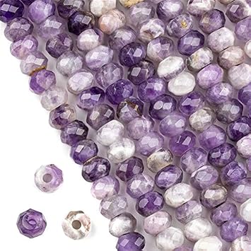 Cherry Blossom Beads Amethyst 5x8mm Faceted Rondelle with a 2.5mm Drilled Large Hole - 8 inch Strand/Approx. 35 Beads per Strand