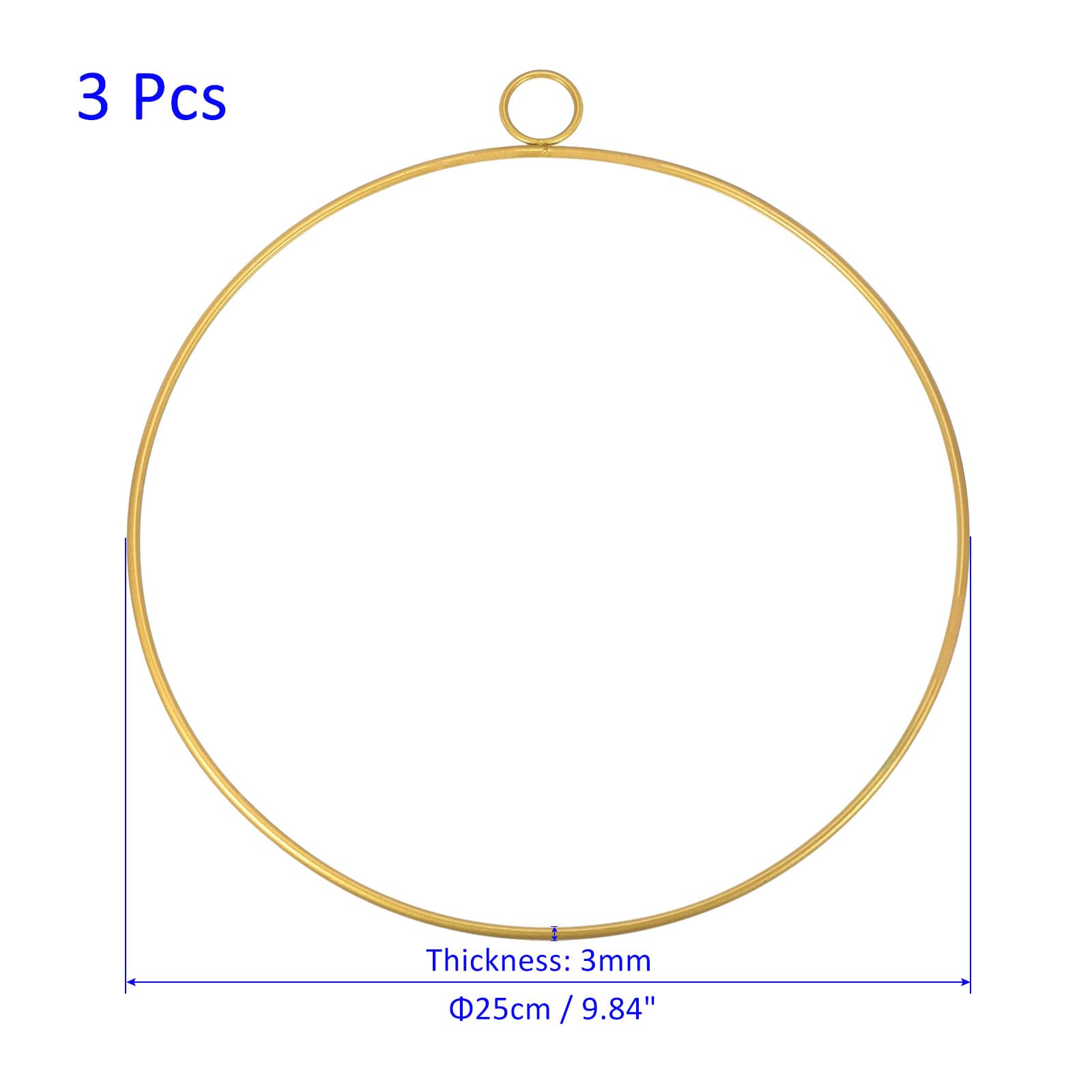 M METERXITY 3 Pack Round Metal Floral Hoops - Golden Wreath Macrame Frames Apply to Wed/Geometric Decor/Party/Wall Hang (10" Gold Tone) - Image 3