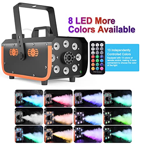 Light Rain And Splash Proof Fog Machine, Hakuta 500W Smoke Machine With 2300 Cfm Output Of Fog And 2 Remotes, 8 Led Lights With 4 Light Effects For Outdoor Music Festival Pool Party Wedding Dj Stage #TOP1