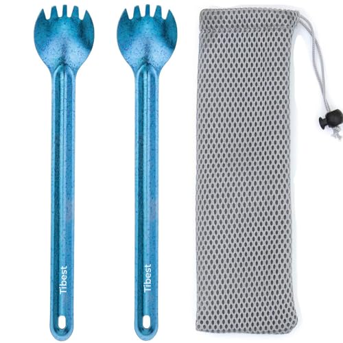 Image of Titanium Spork, 8.7 inch Long Handle, Backpacking Spork and Spoon, Ultra Lightweight Camping Utensil for Hiking, Travel