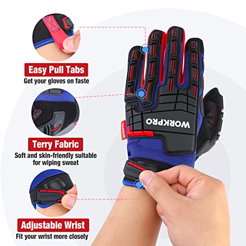 Workpro Heavy Duty Work Gloves, Synthetic Leather Impact Protection Working Gloves For Men, Pvc Protection, Touch Screen, Terry Fabric, Non-Slip, Medium #TOP4
