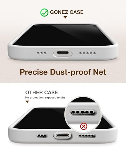 Gonez For Iphone 14 Case Silicone, With Screen Protector + Camera Lens Protector, [Soft Anti-Scratch Microfiber Lining], Slim Liquid Silicone Shockproof Protective Phone Cover 6.1 Inch, White #TOP2