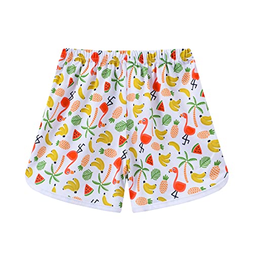 Dinosaur Swim Trunks Boys Colorful Striped Tropical Fruit Print Pull On Loose Fit Beach Bottoms Baby Stretchy Shorts3