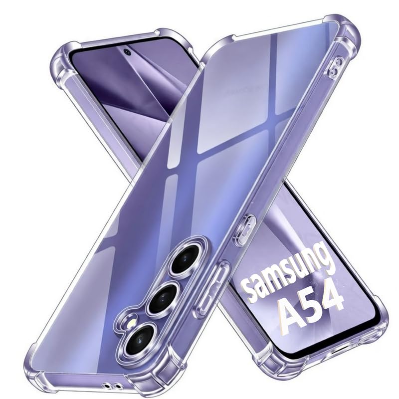 Image of Lustree Back Cover Transparent Case Compatible with Samsung Galaxy A54 | Clear + TPU Case with 4 Corner Air Cushion Protection & Camera Protection | Slim& Stylus Cover