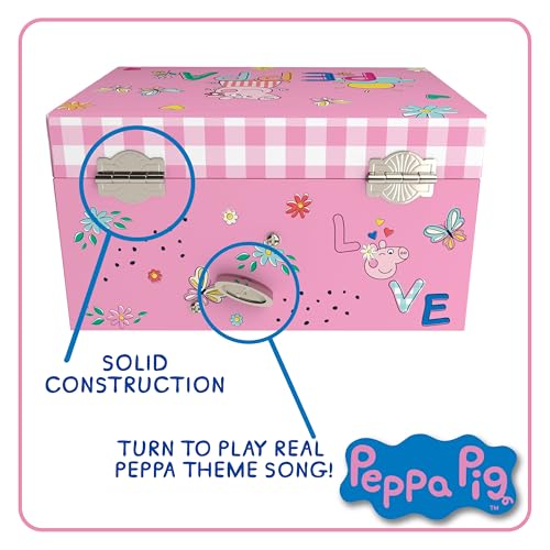 Image of Peppa Pig Jewelry Box for Girls Musical Jewelry Box with Spinning Figurine, Peppa Pig Toys for Kids Ages 3-5 Plays Peppa Pig Theme Song