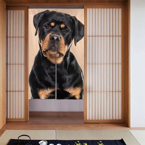 のれん ロットワイラー犬 忠誠 素直な ドアカーテン 間仕切り 暖簾 目隠し おしゃれ 壁掛け 玄関 お風呂 出入り口用 遮光カーテン シャワーカーテン 洗濯可 飾り 部屋仕切り 室内 洗面所 四季兼用 多機能 人気 贈り物 86x143cm