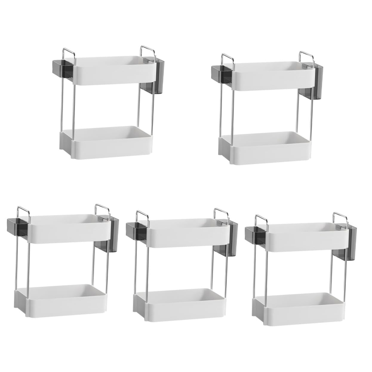 Cabilock 5stücke Badezimmer Organizer Mit Doppelter Vielseitiger Aufbewahrungsständer Für Kosmetik Pflegeprodukte Und Gewürze Platzsparend Für Waschtisch Und Küchentheke Und