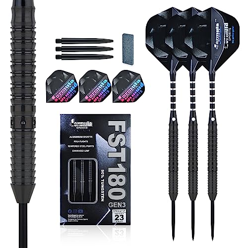 Formula Sports 90%タングステンダーツセット - 21g 22g 23g 24g - ブラックダーツメタルチップセット スチールチップダーツセット ダーツシャフト ダーツフライト ダーツバレル付き ポップダーツゲームセット（Amazon）