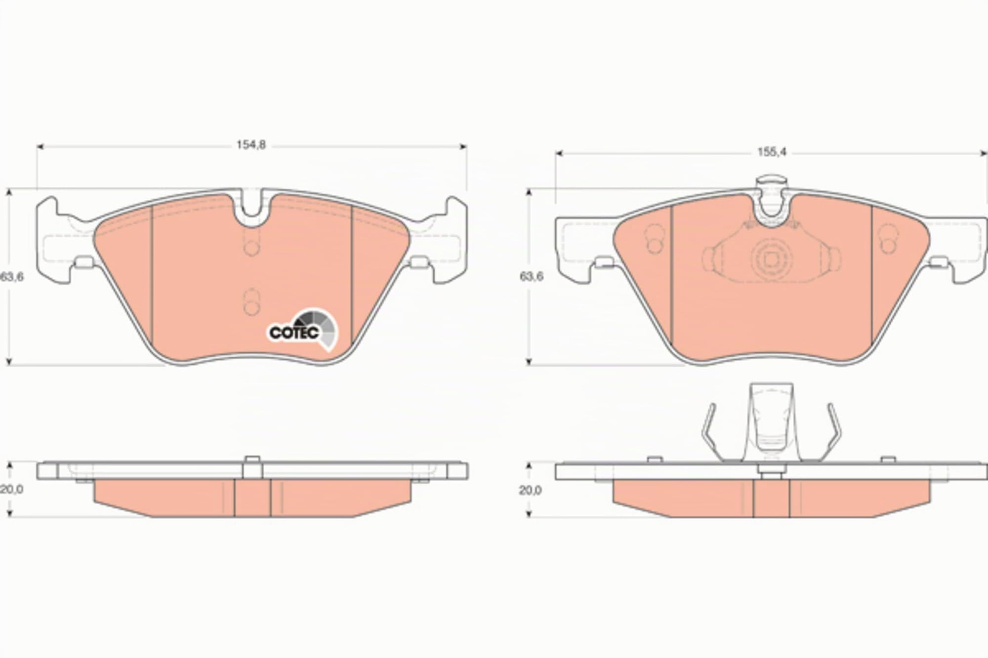 TRW GDB1559 Pastiglie Freno Set di 4 para BMW 3 Touring (E91) 2004-2012 Assale anteriore e Altri Veicoli