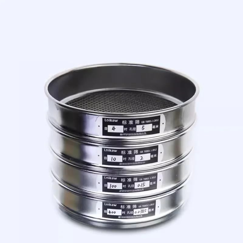 Tamis d'essai standard de laboratoire 304 SUS, cadre chromé, maille filtrante, tamis d'inspection d'échantillonnage conforme à la pharmacopée, diamètre 20 cm, 80-500 mesh(Lid and Bottom)