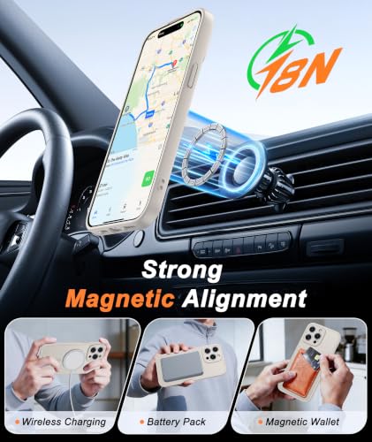 Image of FNTCASE for iPhone 14-Pro Case Stone: Translucent Compatible with MagSafe | With Screen Protector, Magnetic Camera Protection Slim Protective, 14FT Military Grade Drop Tested, Matte Shockproof Cover