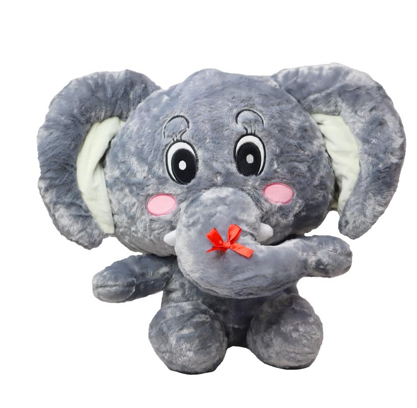 Image of MABLE Elephant Soft Toy for Kids Big Ear Plush Stuffed Animal Toy | Cute & Huggable, Gifting Toy for Baby Boys & Girls Grey