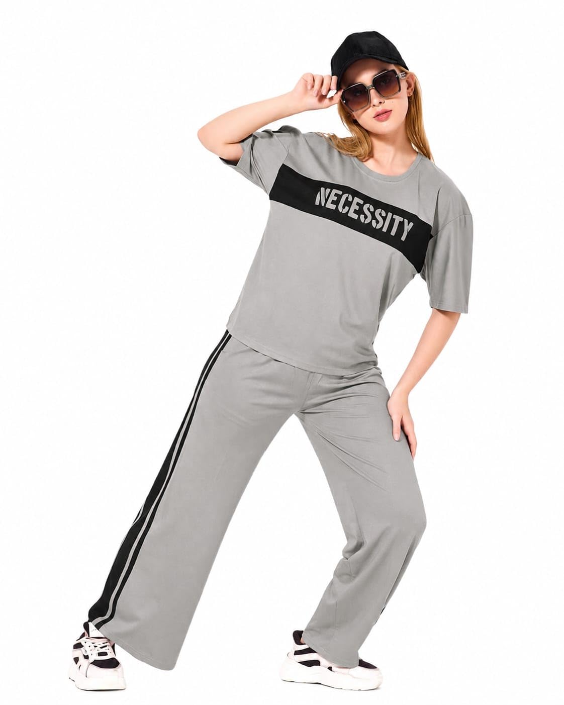 Womens Tencel Co-ord Set | Oversizes T-Shirt & Wide Leg Palazzo Pants Set for Women | Casual Travel Gym & Daily wear Outfit-image-15
