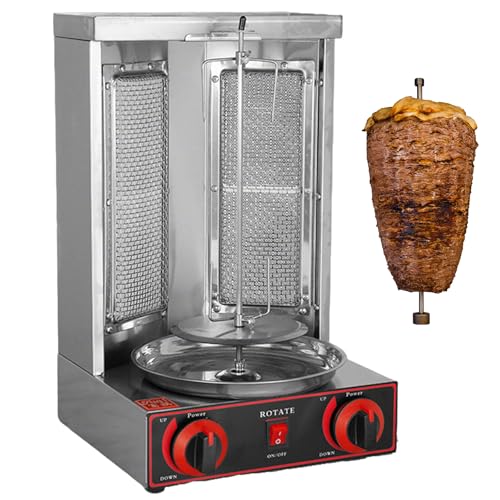 Parrilla Kebab Vertical Eléctrica, Asador Shawarma Con Capacidad 6 kg, Rotación 360° Y Temperatura Ajustable, Grill Doner Gyro Para Uso Doméstico Y Comercial
