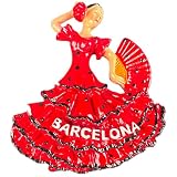 Imán para nevera Barcelona España, recuerdo de viaje, resina, flamenco, bailarín, decoración del hogar, arte clásico