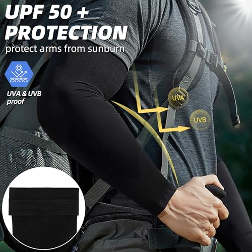 Image of BHYTAKI UV Sun Protection Arm Sleeves, UPF 50 Sports Cooling Arm Compression Sleeves for Men Women Teenager