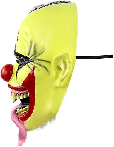 Miniatura 6 de SIQITECHNO Máscara de payaso verde con pelo, máscara de miedo de Halloween, disfraz de terror, accesorios de fiesta