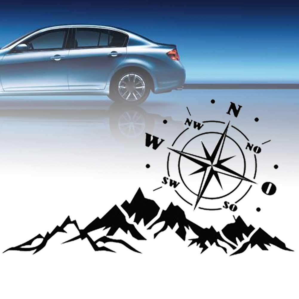 Removable Automotive Body Sticker 2pcs 56x30cm Mountain Compass ...