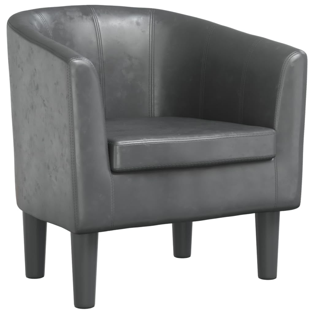 vidaXL Fauteuil Cabriolet, Chaise de Relaxation, Siège avec Dossier et Accoudoirs, Canapé de Bureau Salon Chambre à Coucher, Gris Similicuir