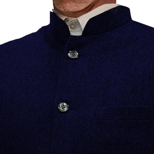 Mens Herringbone Wool Vests Slim Fit High Collar Waistcoats Tweed Wool Regular Fit Dress Vest2