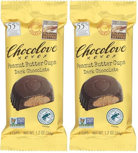 Chocolove Peanut Butter Cups Dark chocolate, 1.2 oz (Pack of 2)