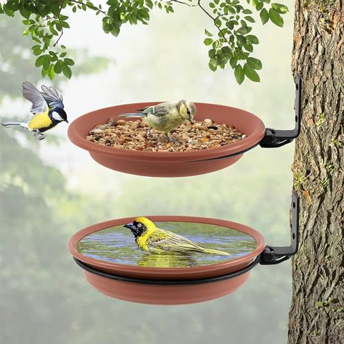 Alnicov 2Pcs Bird Feeders and Birdbaths,Balcony Railing Birdbath,Garden Birdbath - Image 4