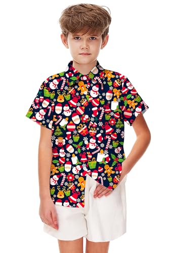 Image of Remimi Unisex Kids Halloween Shirt Boys Pumpkin Ghost Shirts Hawaii Button Up Tops 5-14 Years