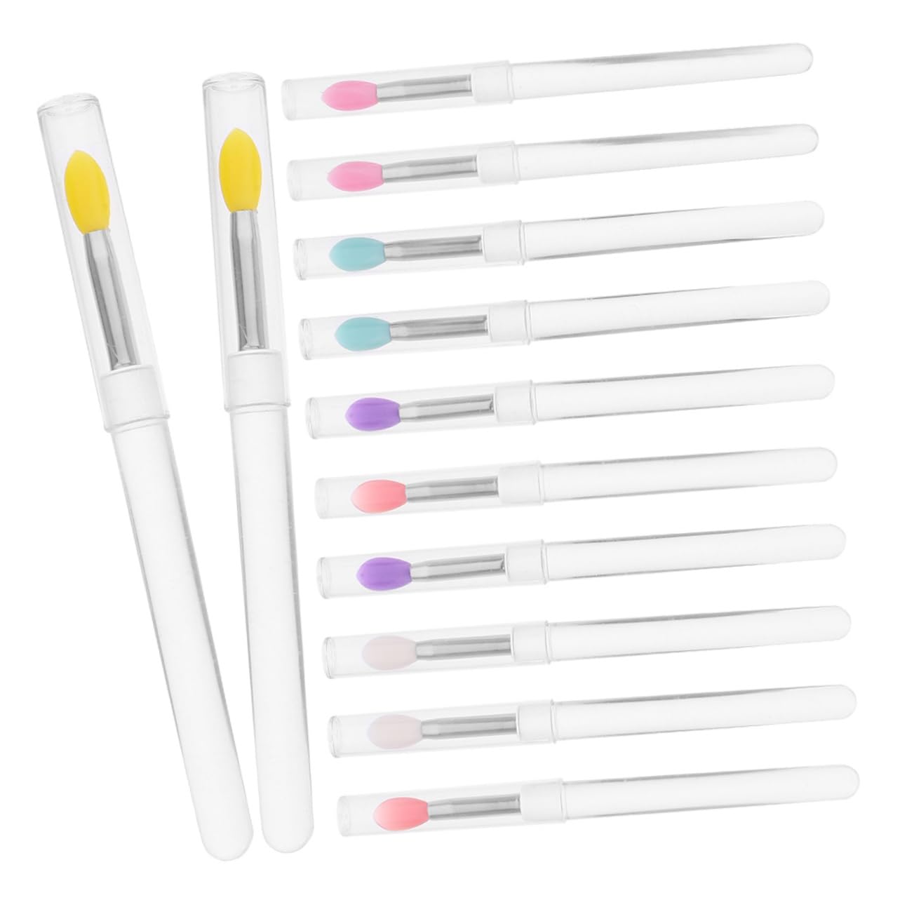 WOFASHPURET Silicone Lip Brush Applicator Set 12pcs Multi-use Makeup Brushes for Lipstick Gloss Balm Travel-friendly Case