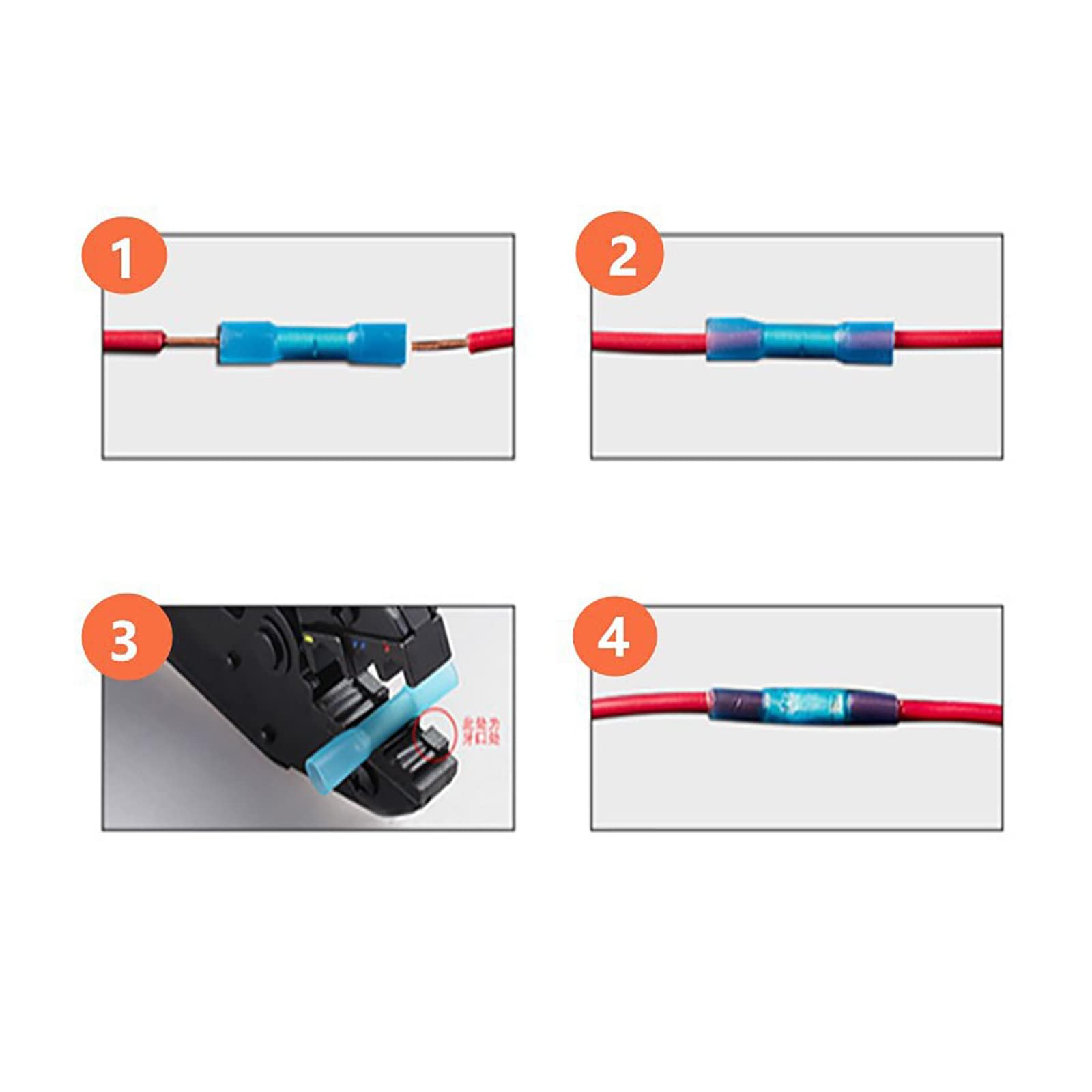 20 Pcs 22-16 AWG del calor a tope conectores de cable eléctrico BHT1.25,Terminales Emplame Termorretráctil,Conector Electricos Termorretráctil-rojo