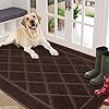 Beqhause dirt trapper door mat 36 x 60 non slip machine washable entryway rug dog door mat indoor stain resistant and absorbent welcome mat for front back door muddy wet shoes paws brown  urban country home decor