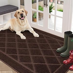 Beqhause dirt trapper door mat 36 x 60 non slip machine washable entryway rug dog door mat indoor stain resistant and absorbent welcome mat for front back door muddy wet shoes paws brown  urban country home decor