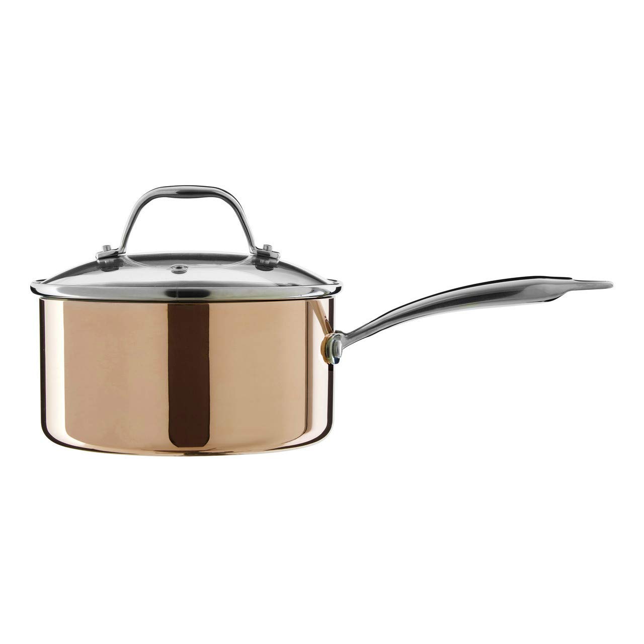 Premier Housewares Minerva 18 cm Kochtopf, Aluminium, Kupfer, Glas, Edelstahl, 18x38x16