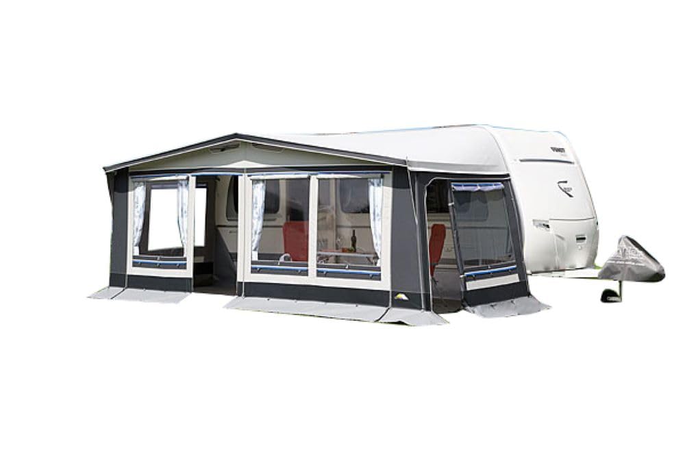 DWT Wohnwagen Vorzelt Polo für Reise- und Saisoncamping, 240 cm Tiefe, hochwertiges und beidseitig kunststoffbeschichtetes Polyestergewebe, 5-teiliges Zelt