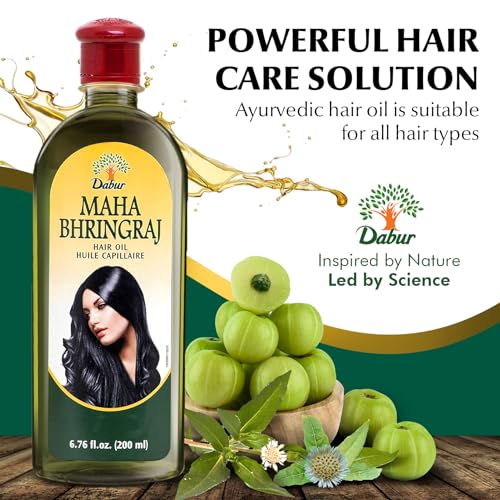 Dabur Maha Bhringraj Herbal Ayurvedic Hair Oil – Infused with Bhringraj Oil for Scalp Nourishment, Soft and Manageable Strands – Oils for Hair and Scalp Massage – 200ML (6.76 fl oz) Alternate view