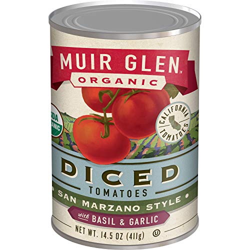 Muir Glen Organic Diced Tomatoes San Marzano Style With Basil and Garlic 12 Cans, 14.5 oz
