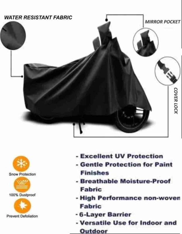 Image of SHAH BROTHERS Water Resistant Bike Cover Compatible for TVS Jupiter Classic Motorcycle /Bike Body Cover - Black