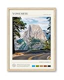 HesenDot Natural OAK Wood Yosemite National Park Framed Wall Art,12x16in Natural Scenery Canvas Wall Print,Classic Urban Landmark Wall Decor for Living Room,Bedroom,Office Gallery Gifts Set of 1