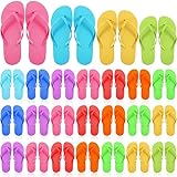 Suhine 50 Pairs Non Slip Flip Flops Bulk Summer Casual Slippers Assorted Eva Sandals with Strap for Women Men Kids Guests Pool Wedding Party Wreath Project Diy, 10 Colors, 4 Sizes