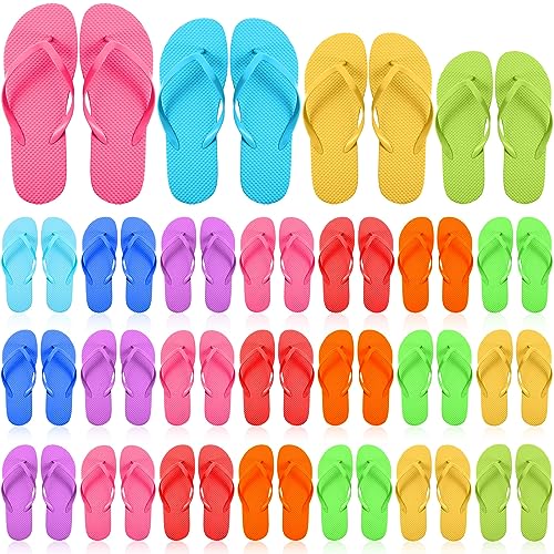 Suhine Bulk Flip Flops for Weddings, Colorful Slip Flip Flops EVA for Reception Guest Slippers, Summer Pool Beach Party